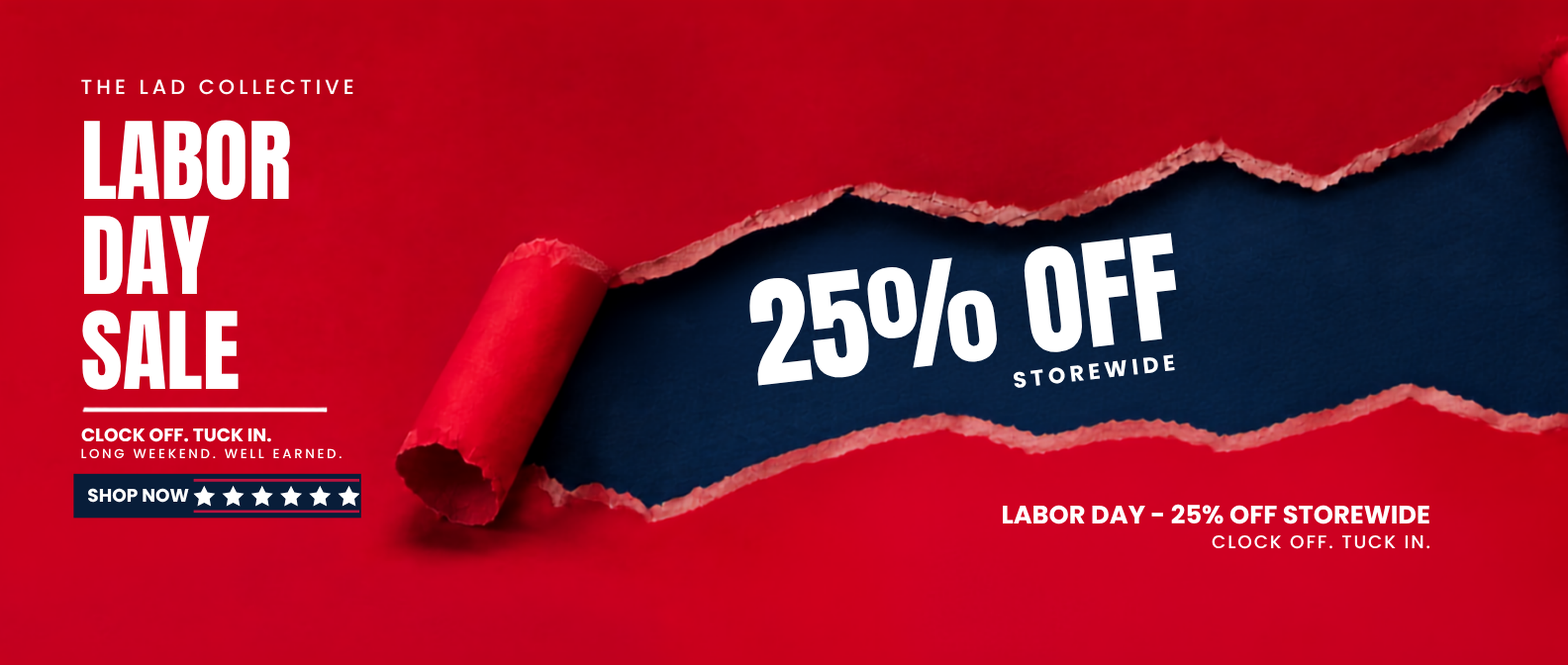 Labor Day Banner - red blue with 25% OFF text