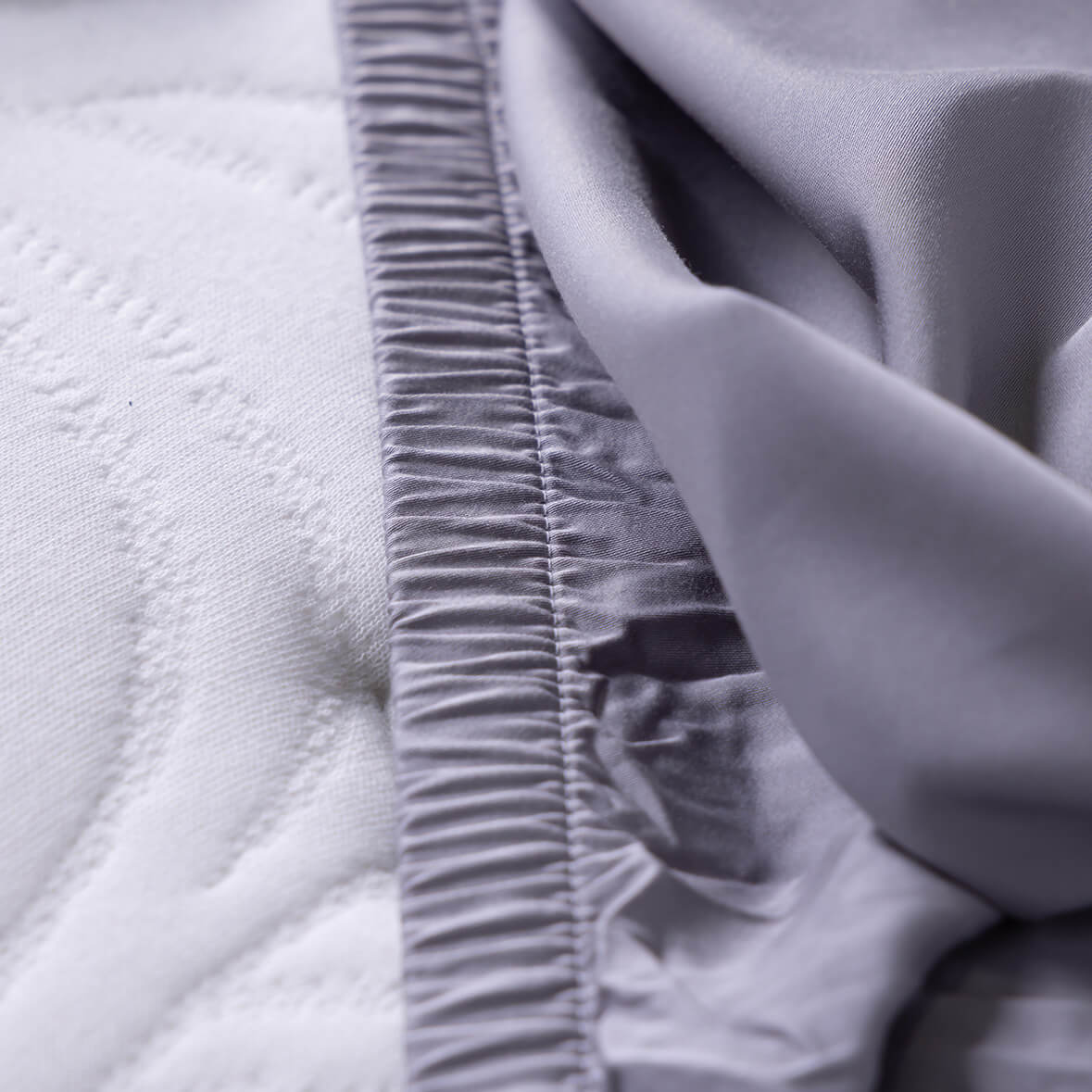 Close-up of a textured fabric edge elastic thickness.