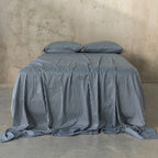 Navy and white pinstripe bedding set.