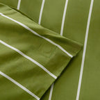 Green fabric with white stripes and a pocket detail