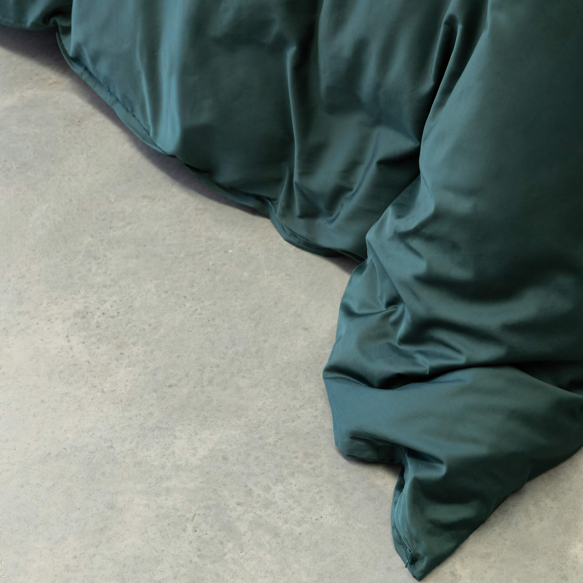 Close up of green quilt cover detail corner 