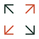 Set of four arrows in different orientations on a white background